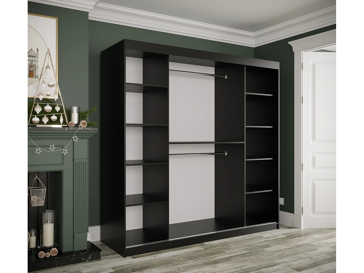 Armoire à portes coulissantes Marmur T1 200/200/62 (Noir)