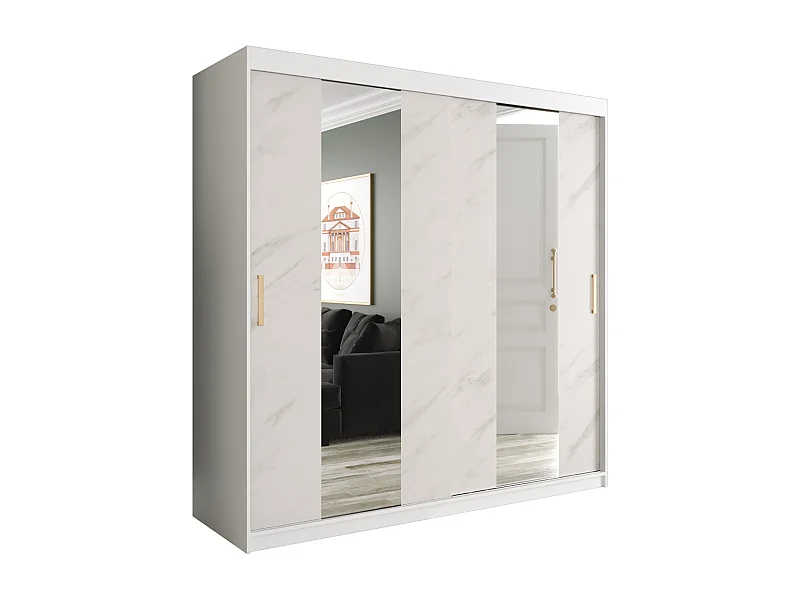 Armoire à portes coulissantes Marmur Pole 200/200/62 (Blanc)