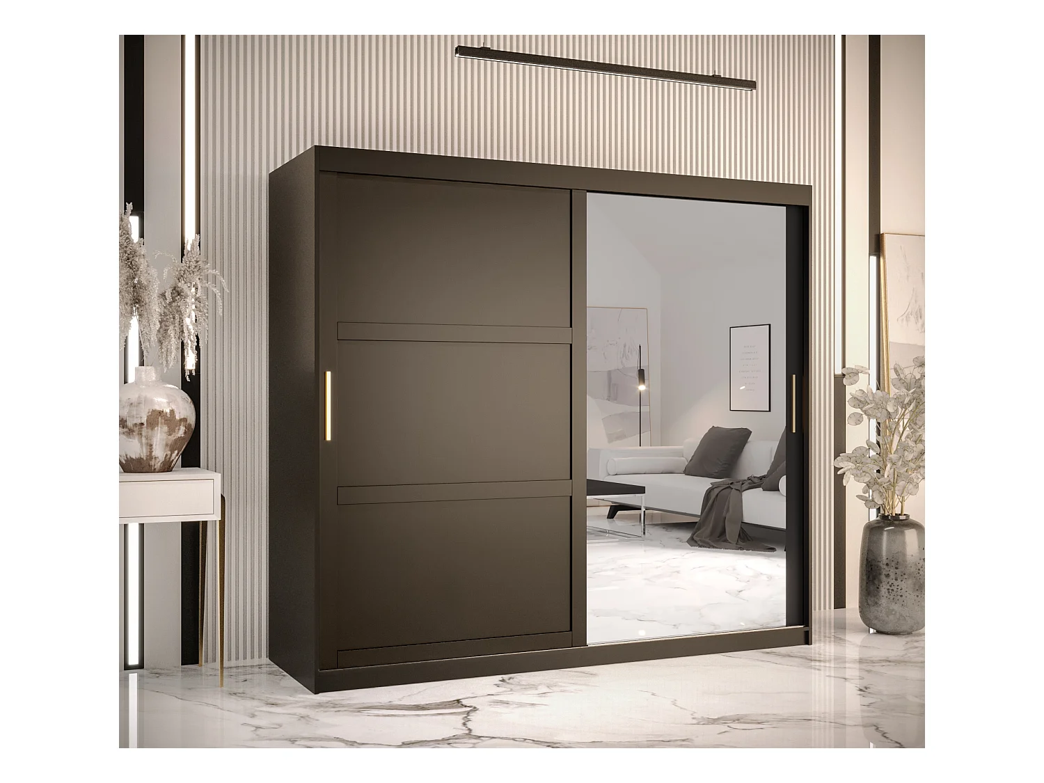 Armoire à portes coulissantes Ramiro 2 200/200/62 (Noir)
