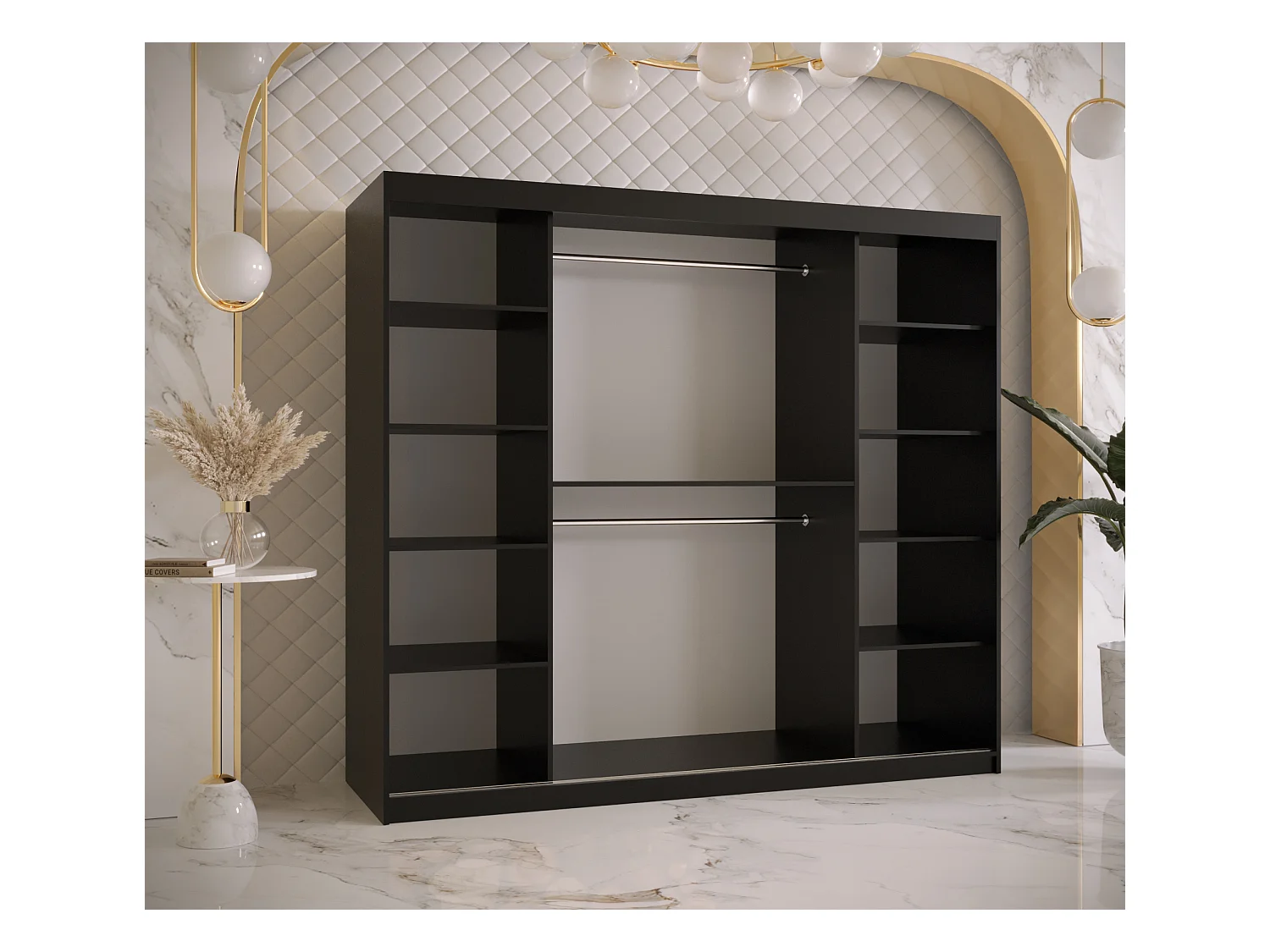 Armoire à portes coulissantes Ramiro 2 200/200/62 (Noir)