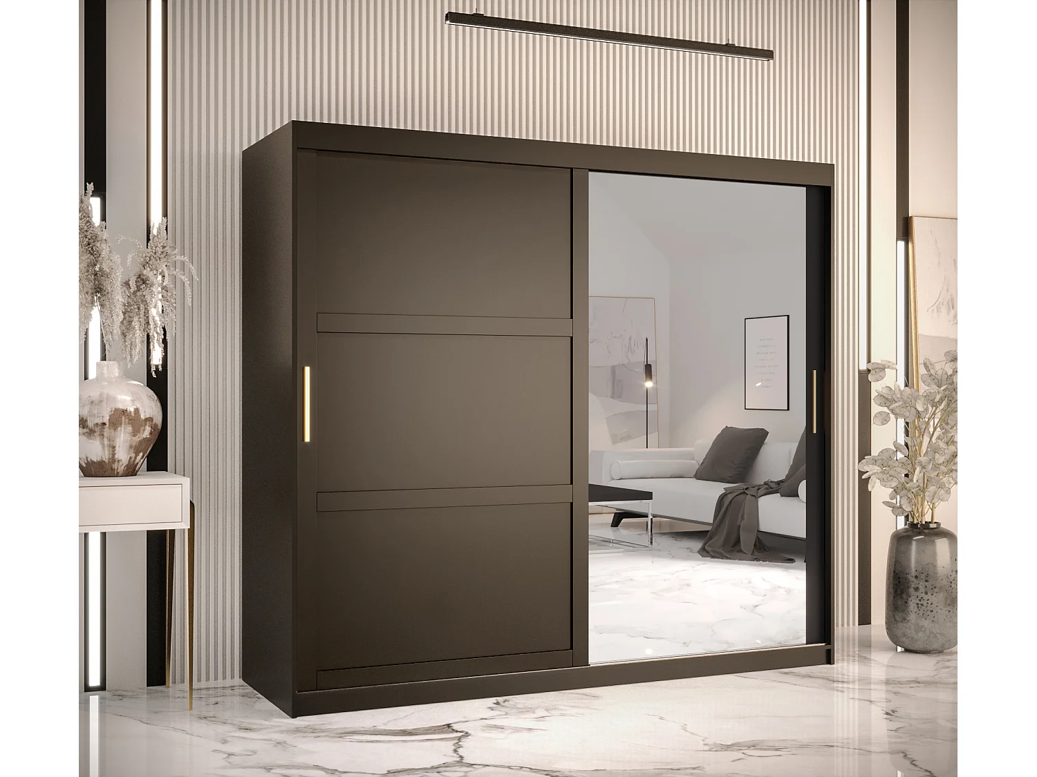 Armoire à portes coulissantes Ramiro 2 200/200/62 (Noir)