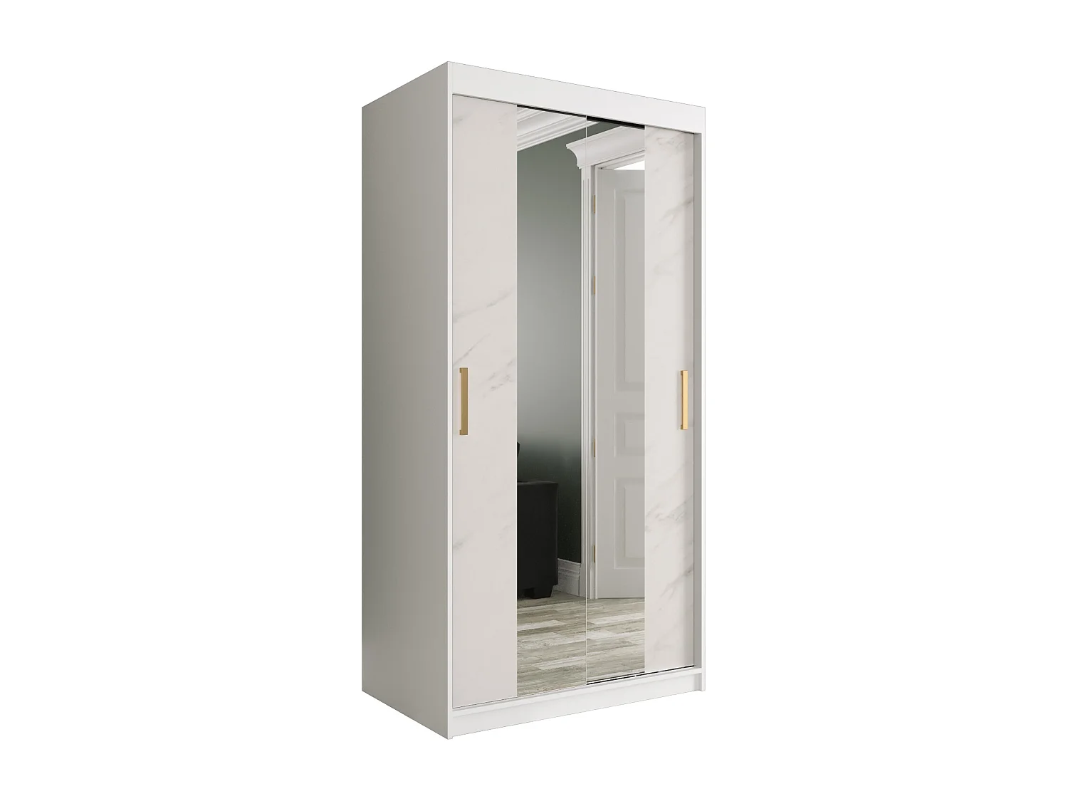 Armoire à portes coulissantes Marmur T1 200/100/62 (Blanc)