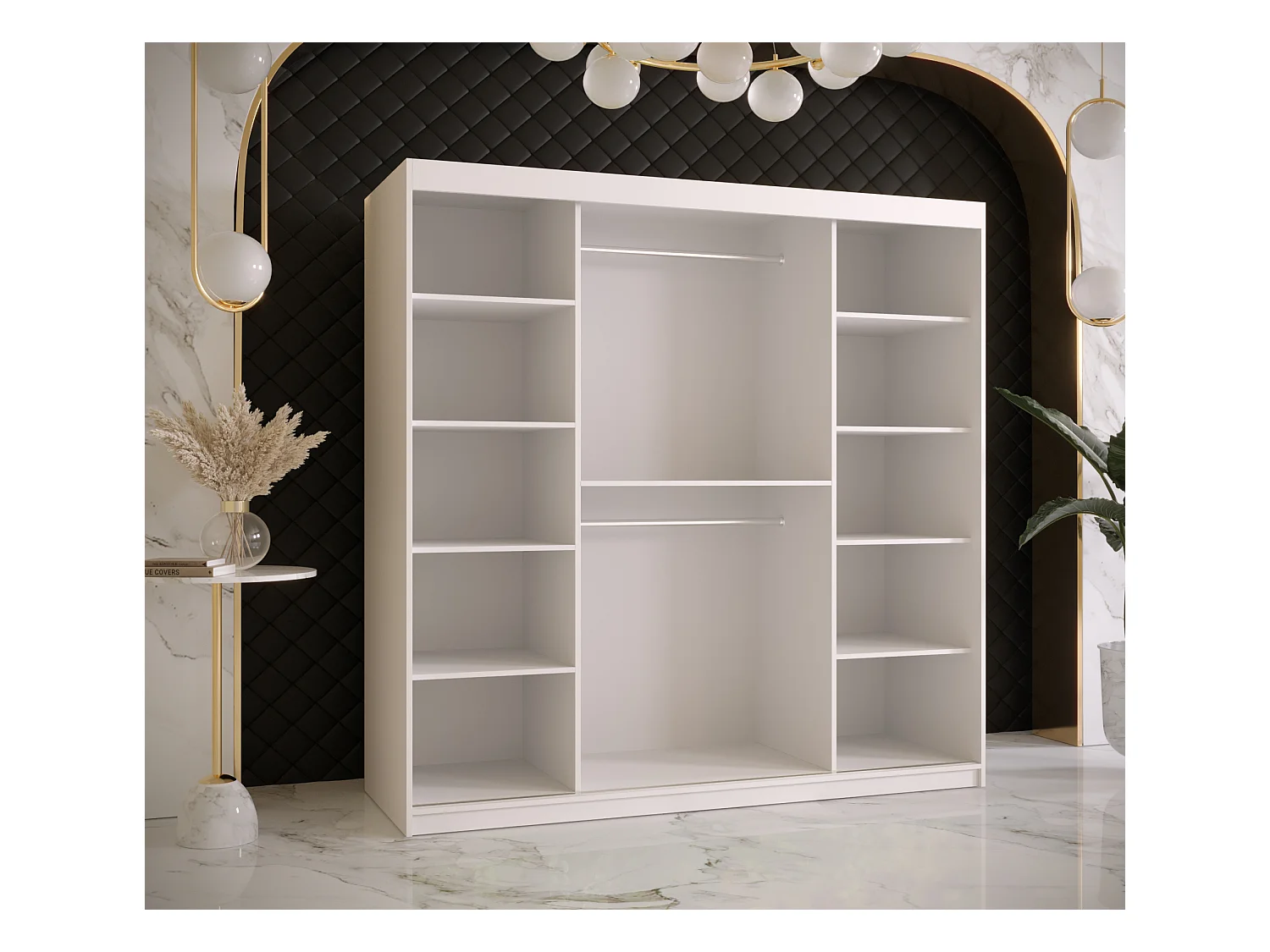 Armoire à portes coulissantes Ramiro 2 200/180/62 (Blanc)