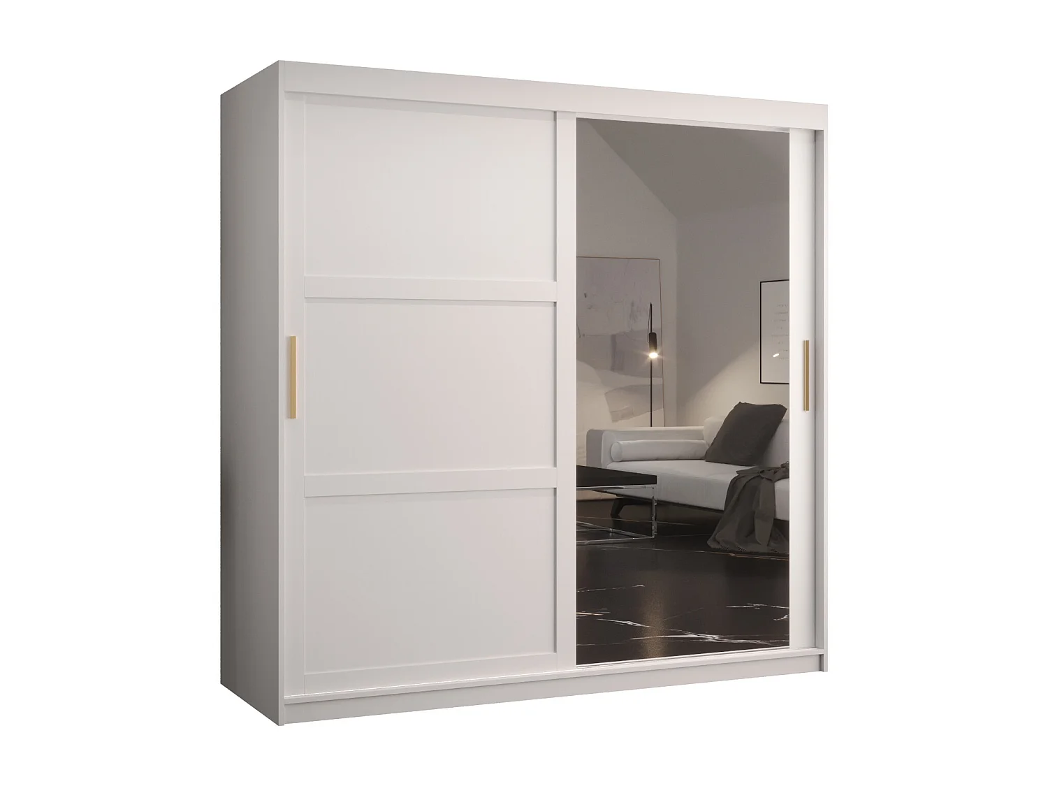 Armoire à portes coulissantes Ramiro 2 200/180/62 (Blanc)