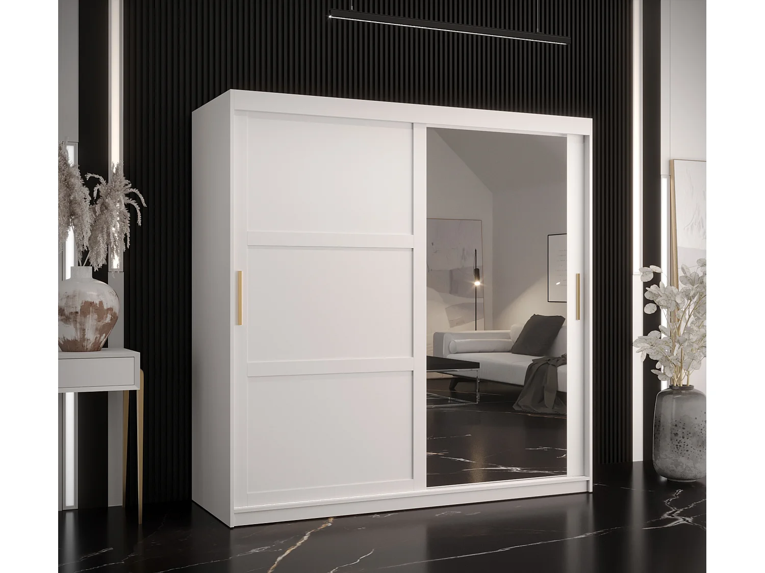 Armoire à portes coulissantes Ramiro 2 200/180/62 (Blanc)