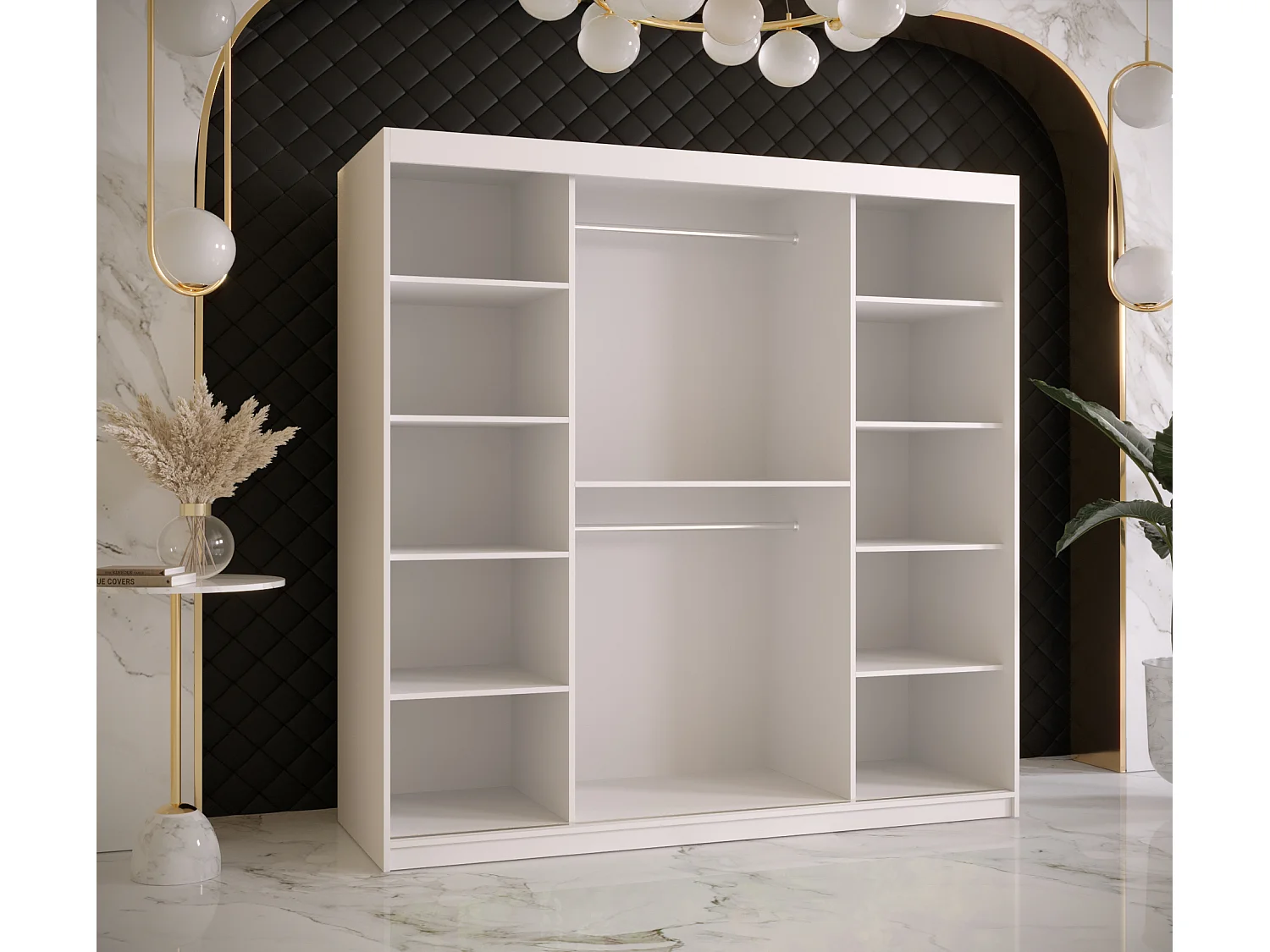 Armoire à portes coulissantes Ramiro 2 200/180/62 (Blanc)