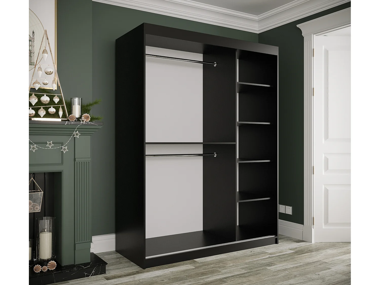Armoire à portes coulissantes Marmur T 200/150/62 (Noir)
