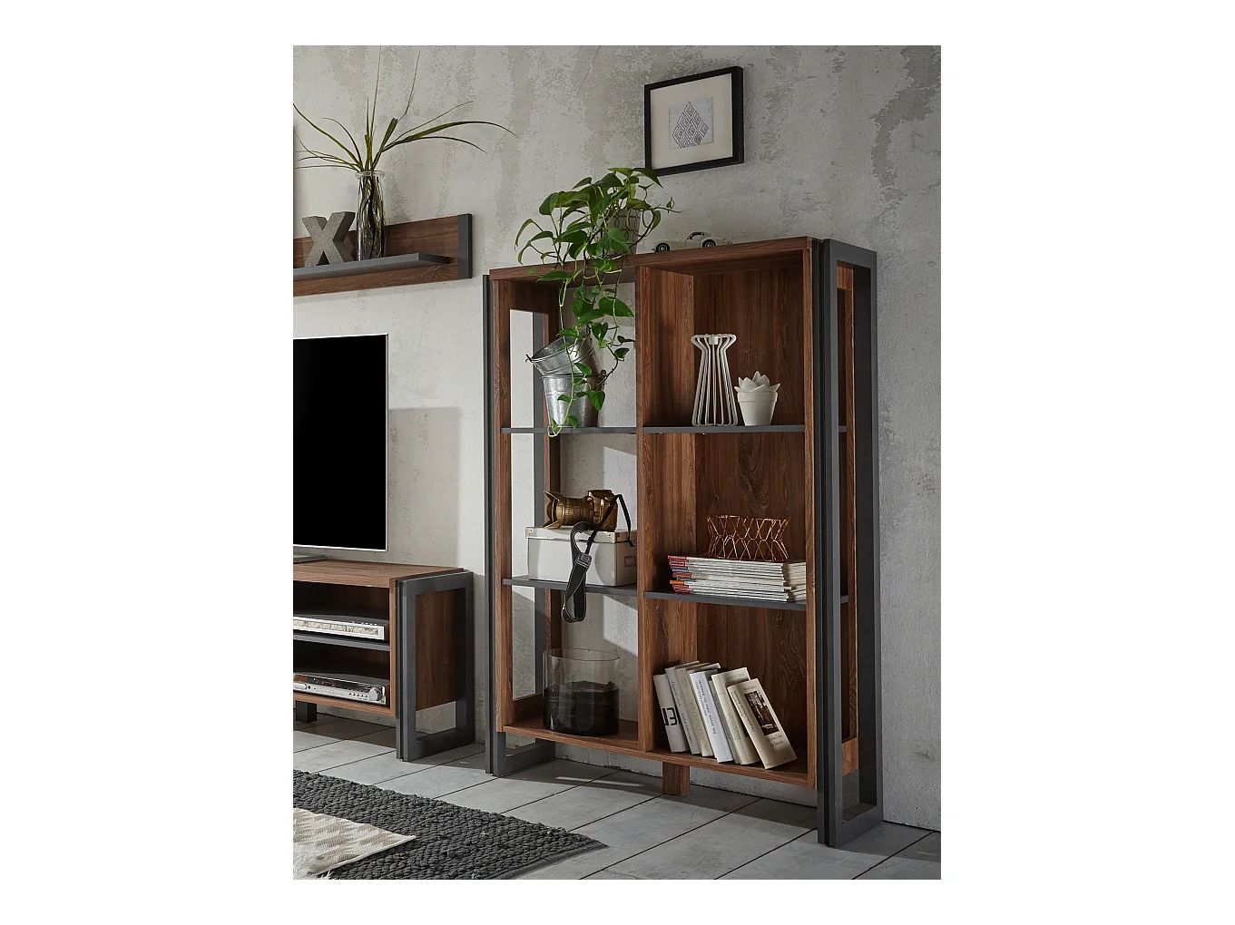 STANDREGAL Detroit Eiche Stirling Nachbildung / schiefer 90 / 35 / 140cm