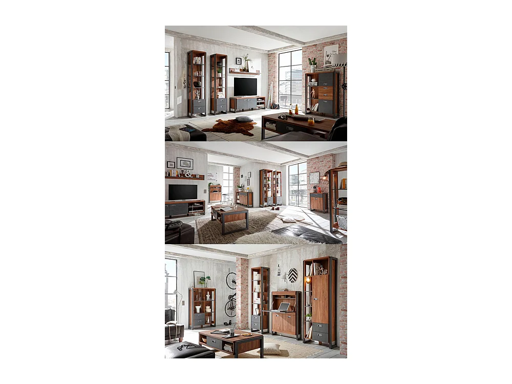 STANDREGAL Detroit Eiche Stirling Nachbildung / schiefer 90 / 35 / 140cm