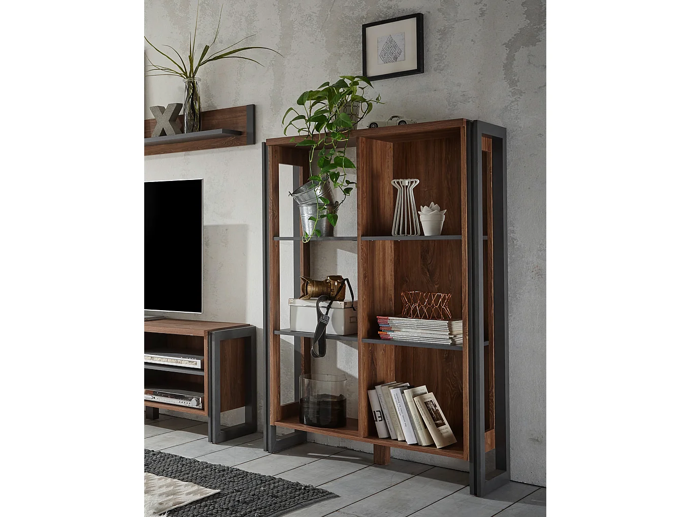 STANDREGAL Detroit Eiche Stirling Nachbildung / schiefer 90 / 35 / 140cm