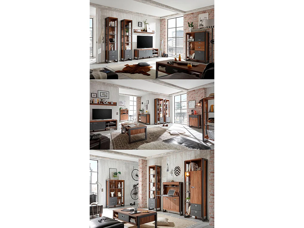 STANDREGAL Detroit Eiche Stirling Nachbildung / schiefer 90 / 35 / 140cm