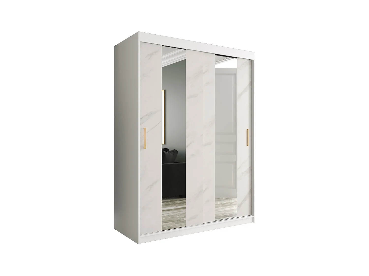 Armoire à portes coulissantes Marmur Pole 200/150/62 (Blanc)