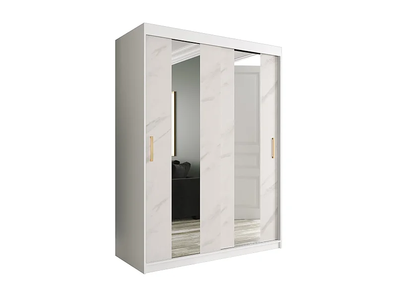 Armoire à portes coulissantes Marmur Pole 200/150/62 (Blanc)