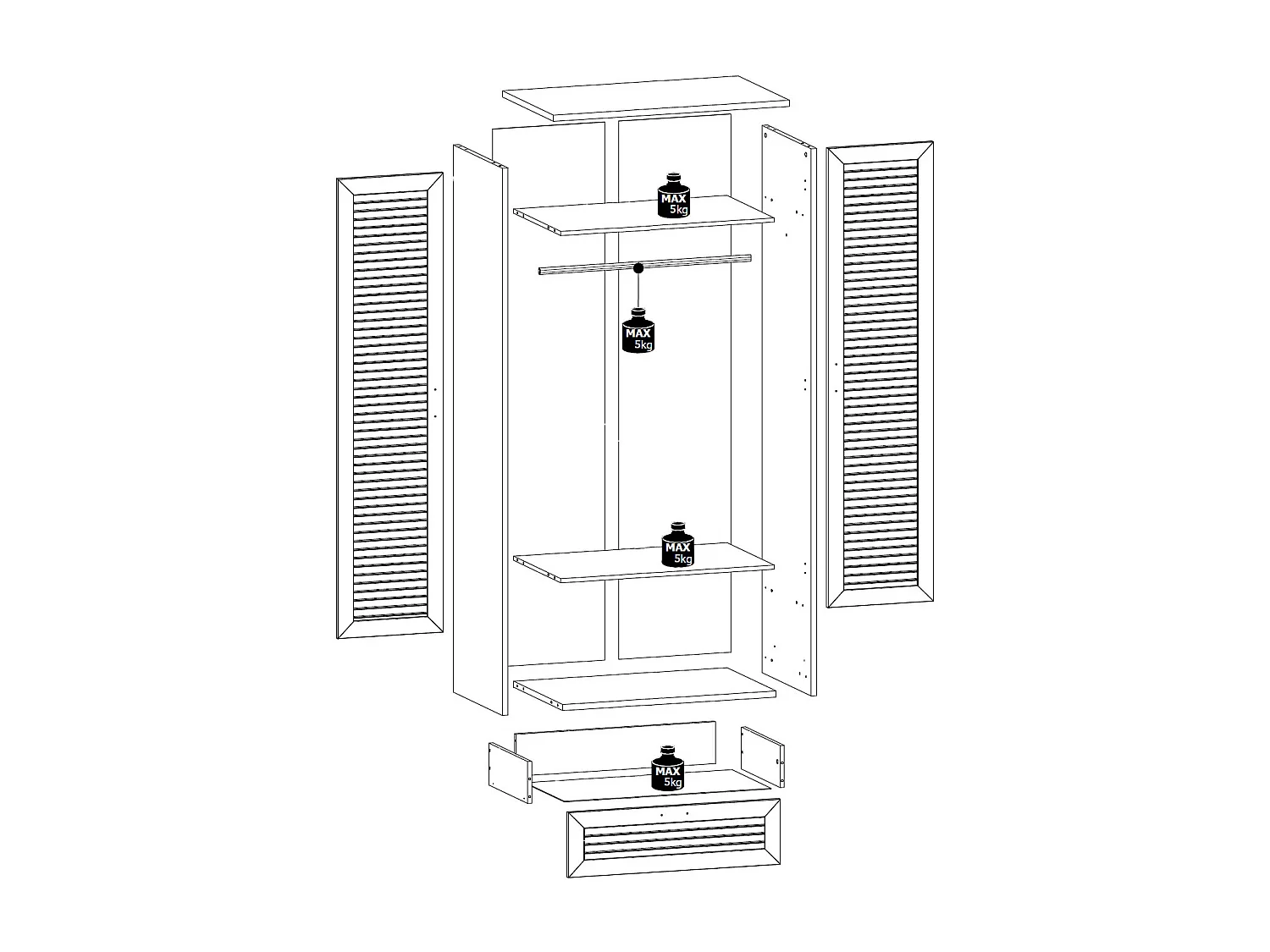 KLEIDERSCHRANK Orient weiß 88,4 / 52,5 / 198,2cm