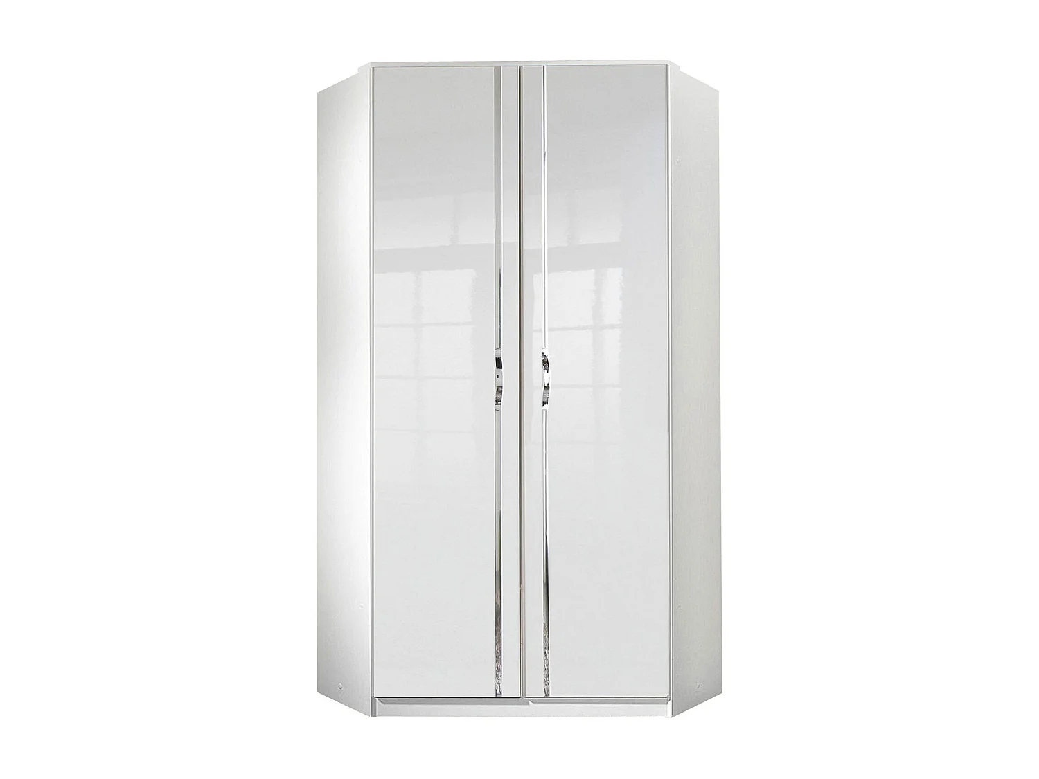 ECKSCHRANK Trio Korpus weiß / Front weiß hochglänzend 90 / 58 / 198cm