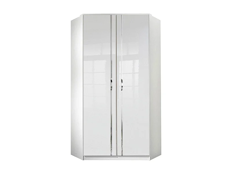 ECKSCHRANK Trio Korpus weiß / Front weiß hochglänzend 90 / 58 / 198cm