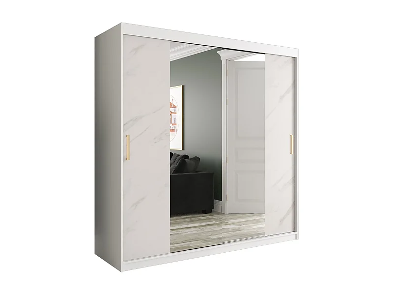 Armoire à portes coulissantes Marmur T1 200/200/62 (Blanc)