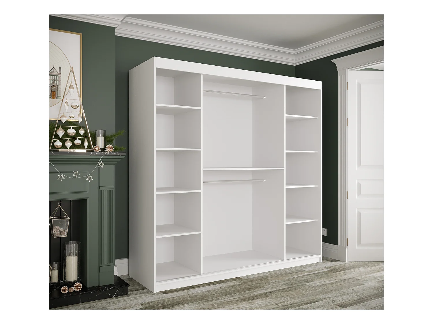 Armoire à portes coulissantes Marmur T1 200/200/62 (Blanc)