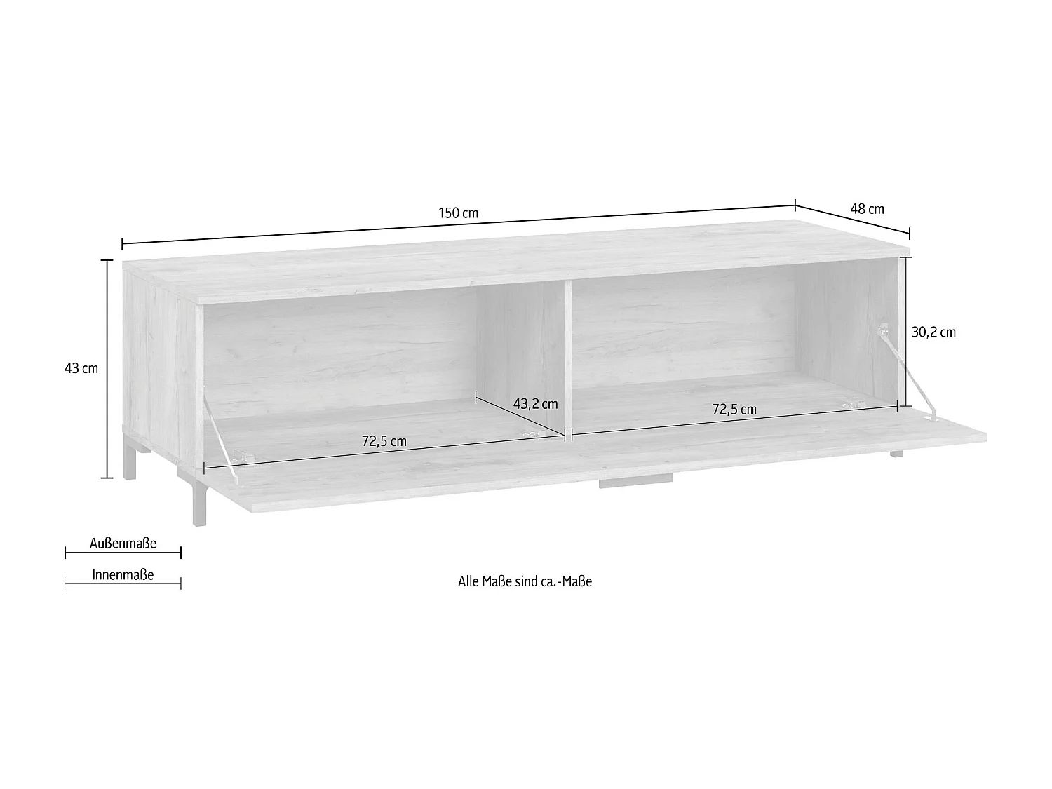 LOWBOARD Alternative Kastanie breslau 150 / 48 / 42cm