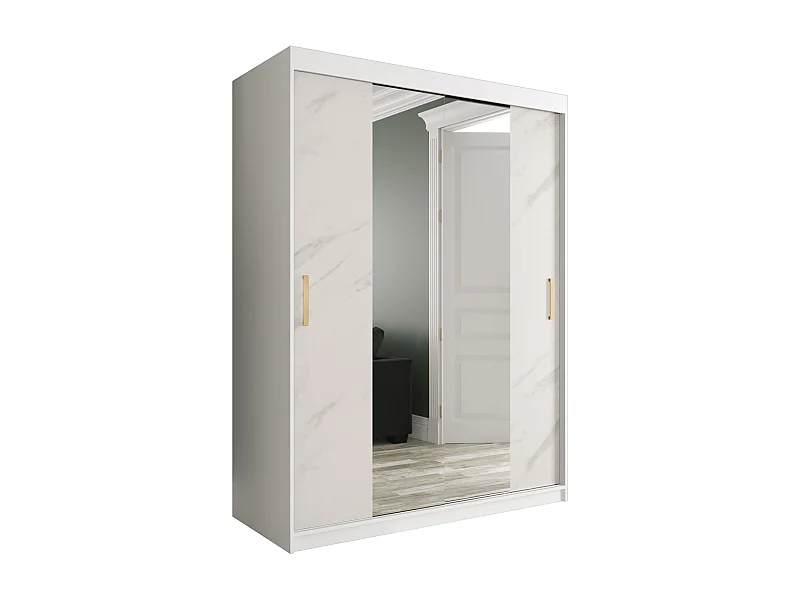 Armoire à portes coulissantes Marmur T1 200/150/62 (Blanc)