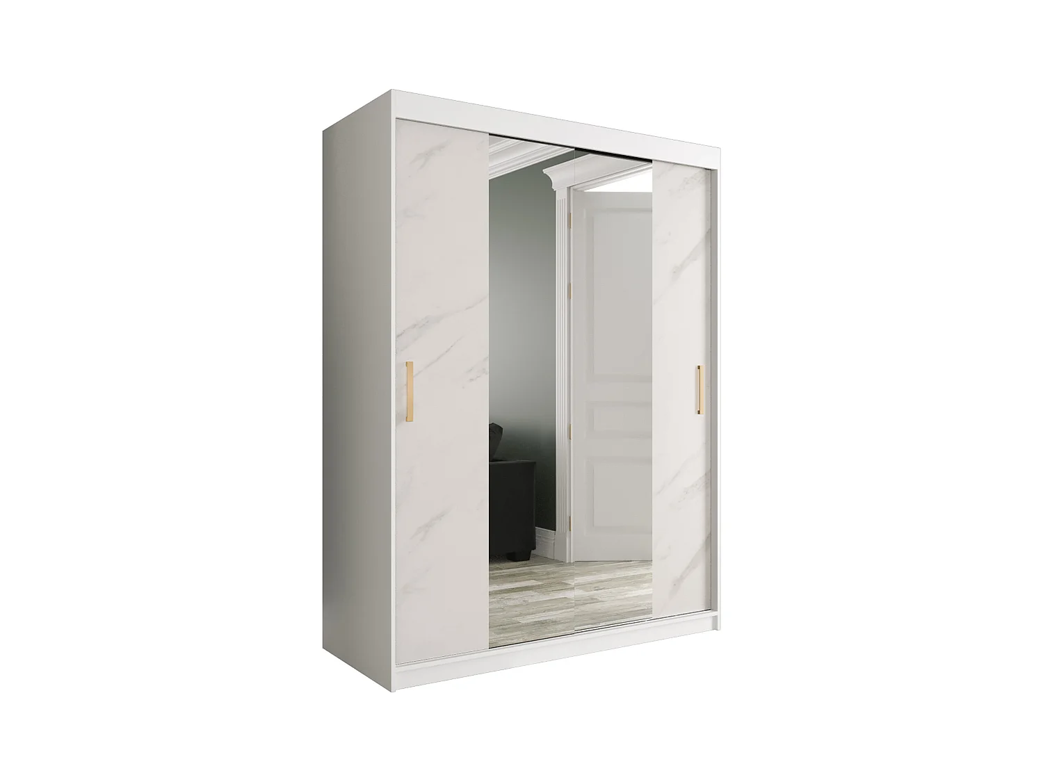 Armoire à portes coulissantes Marmur T1 200/150/62 (Blanc)