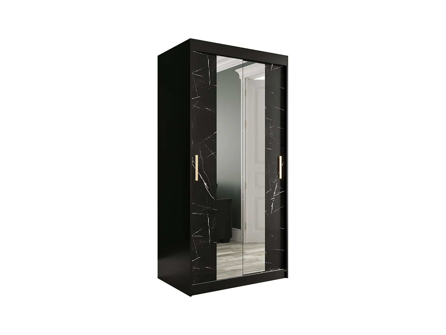 Armoire à portes coulissantes Marmur T1 200/100/62 (Noir)