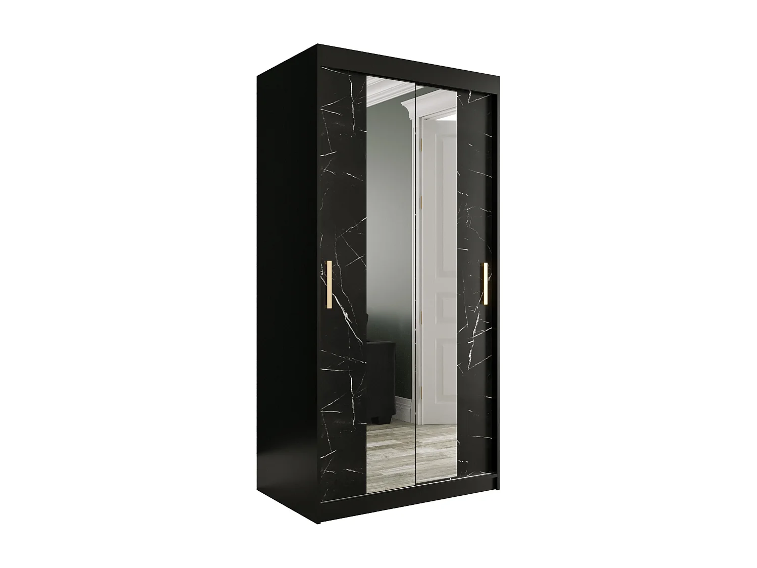 Armoire à portes coulissantes Marmur T1 200/100/62 (Noir)