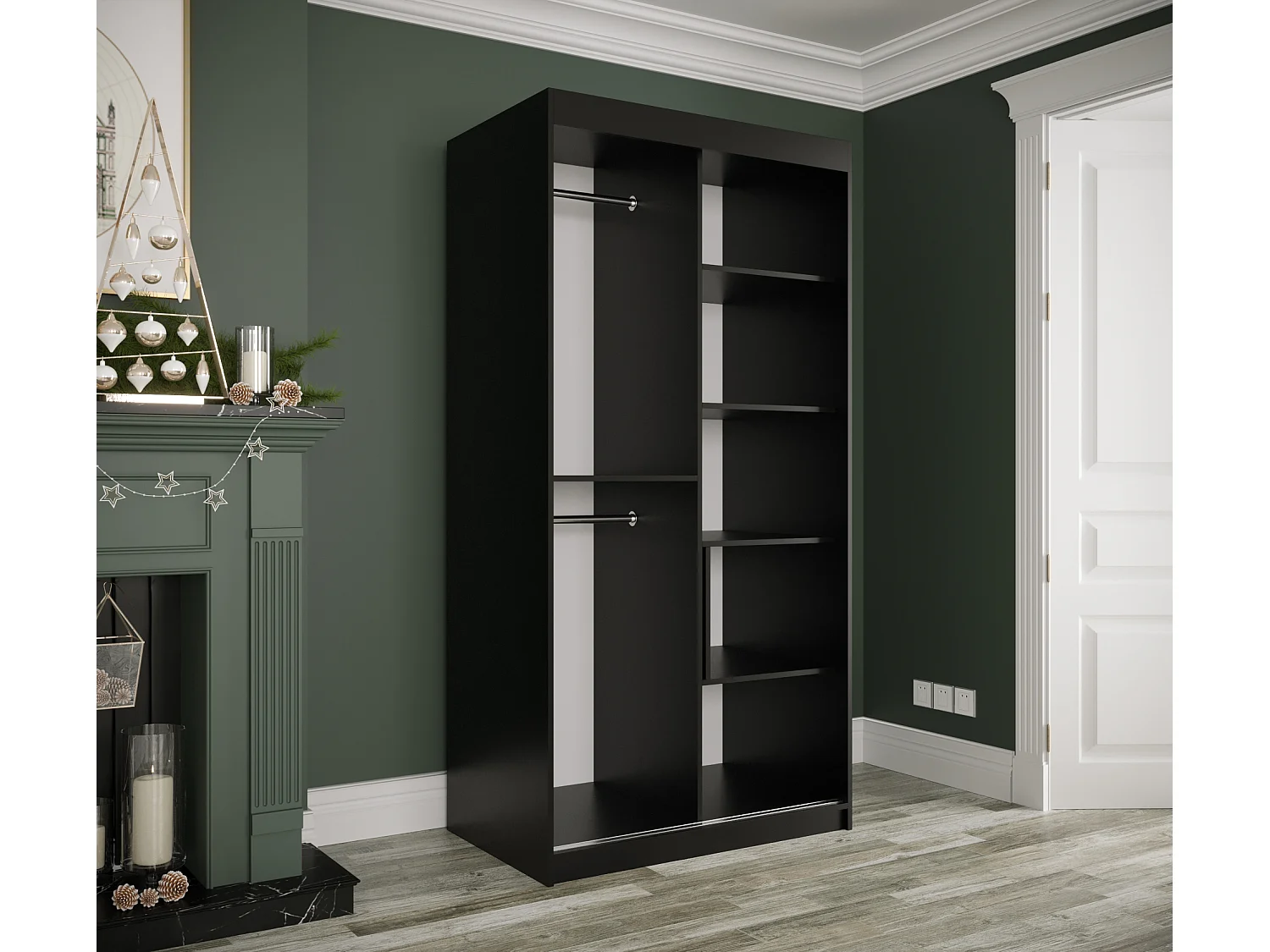 Armoire à portes coulissantes Marmur T1 200/100/62 (Noir)