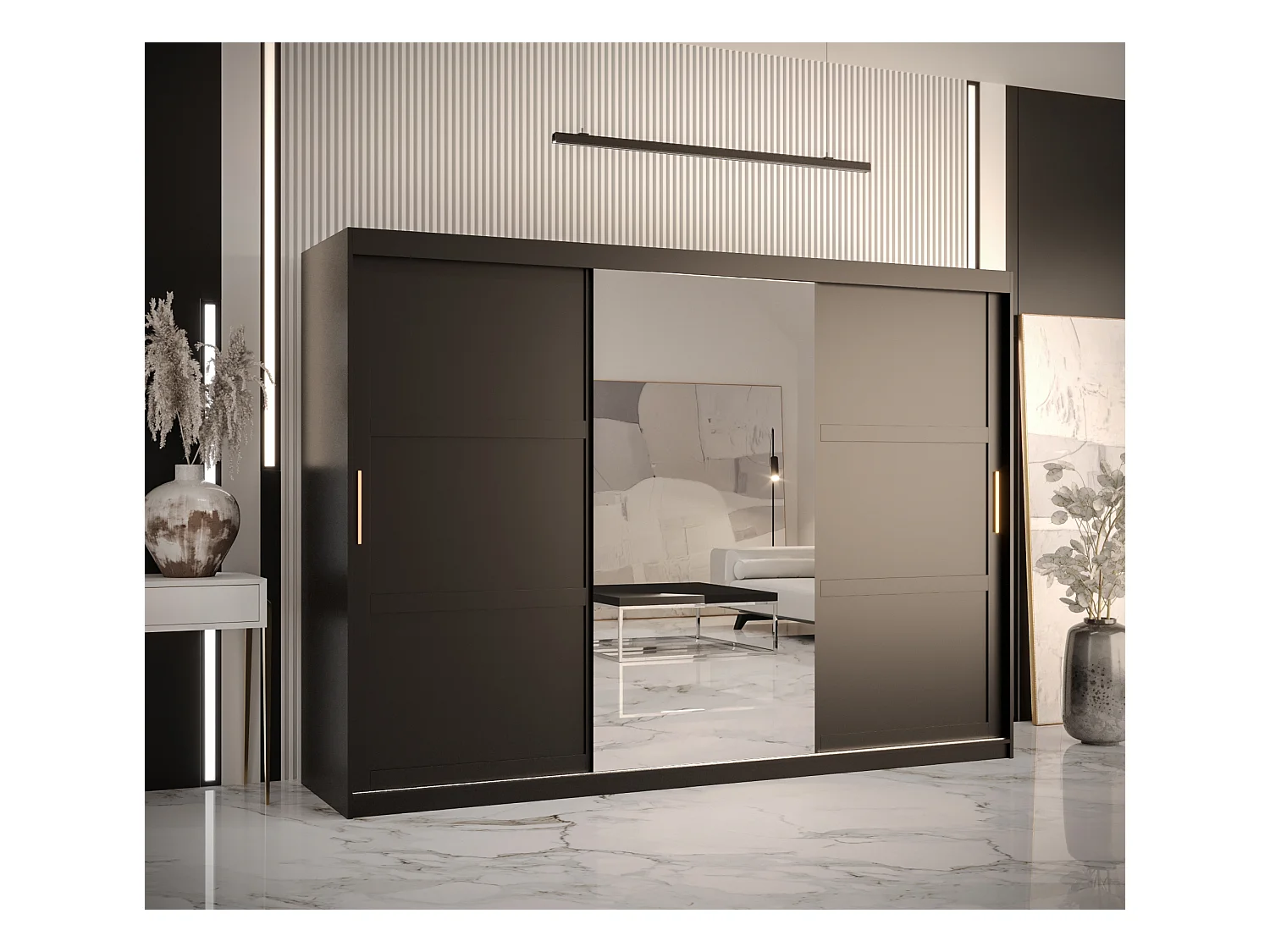 Armoire à portes coulissantes Ramiro 2 200/250/62 (Noir)