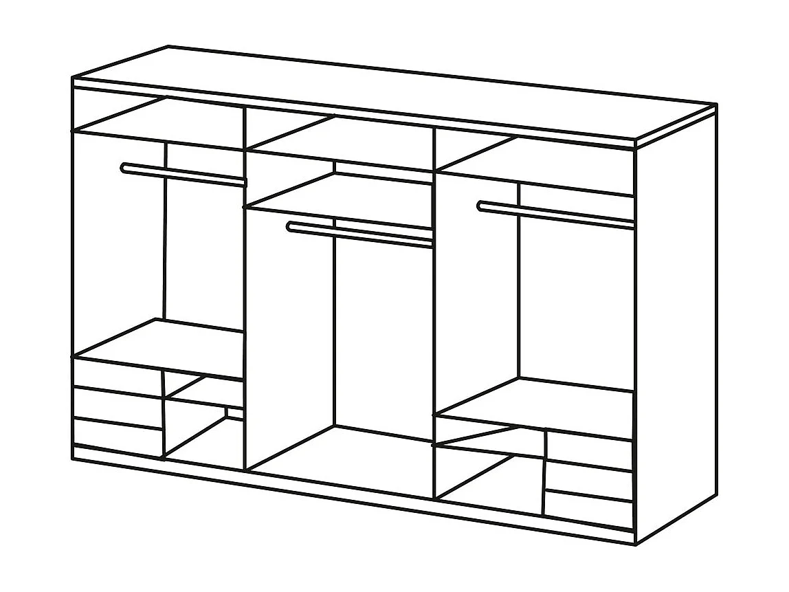 SCHWEBETÜRENSCHRANK Level weiß / Plankeneiche 300 / 65 / 236cm
