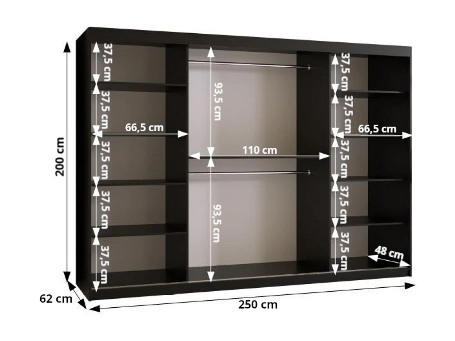 Kledingkast Ramiro 1 200/250/62 (Wit)