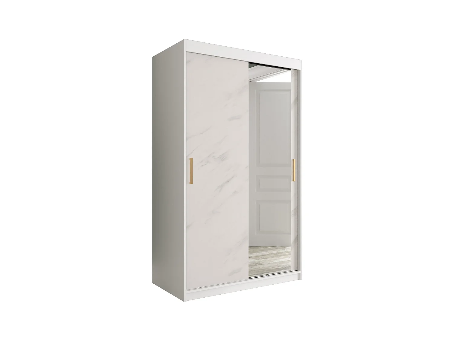 Armoire à portes coulissantes Marmur T2 200/120/62 (Blanc)