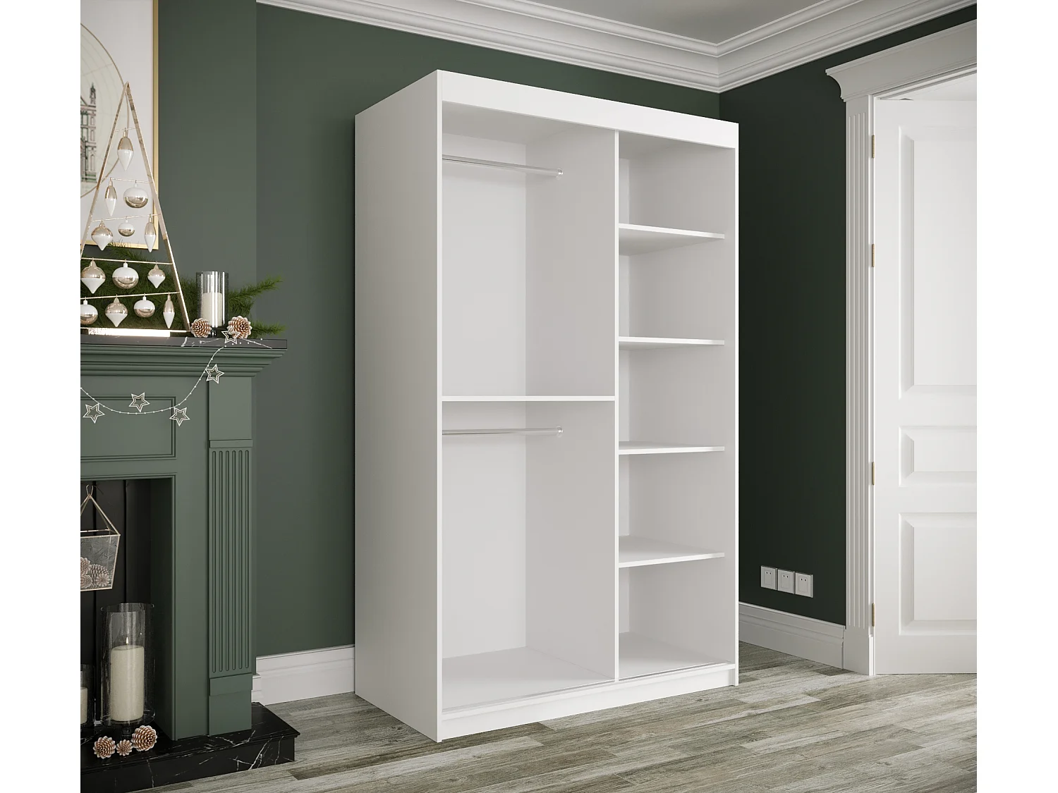 Armoire à portes coulissantes Marmur T2 200/120/62 (Blanc)