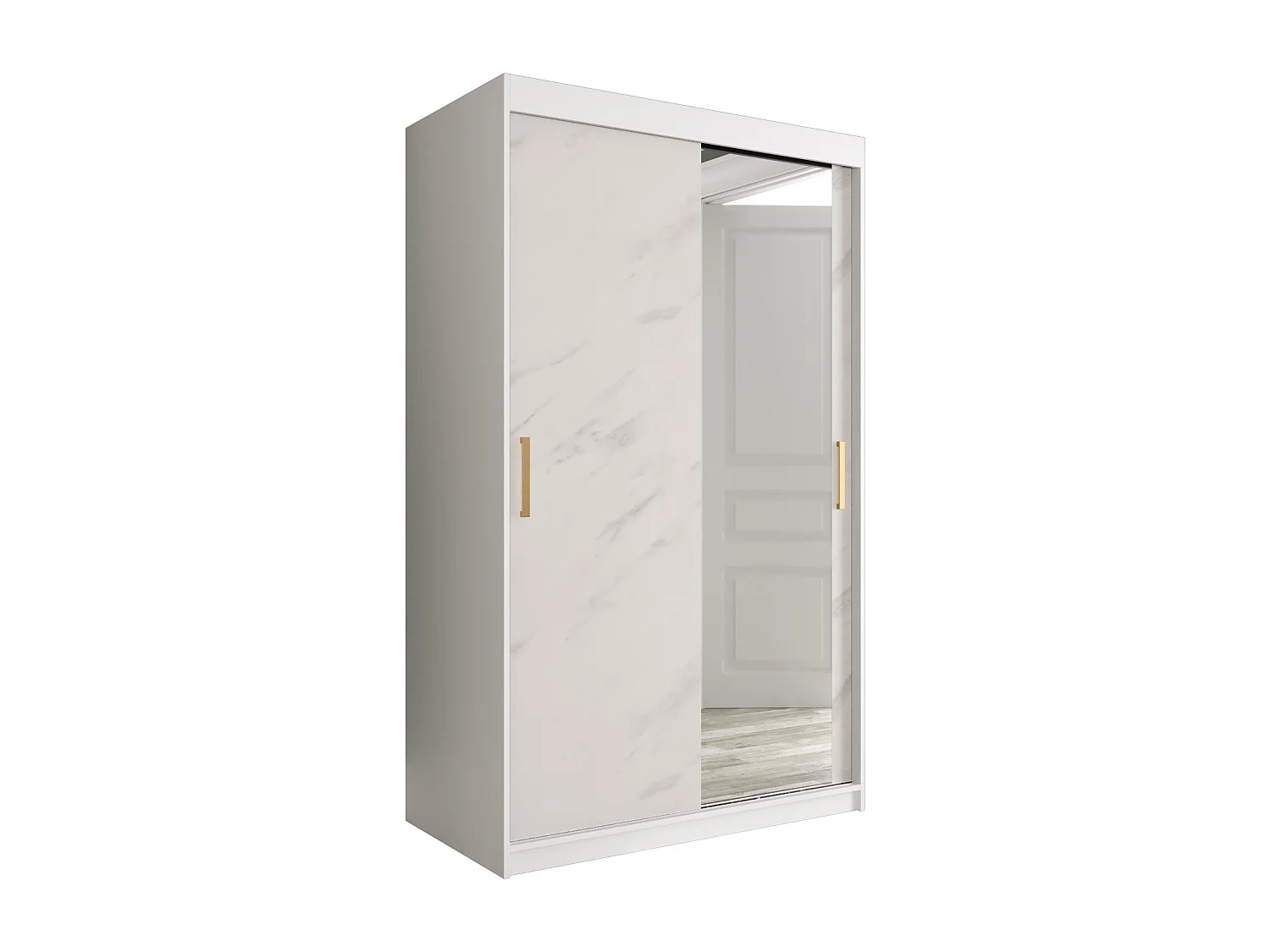 Armoire à portes coulissantes Marmur T2 200/120/62 (Blanc)