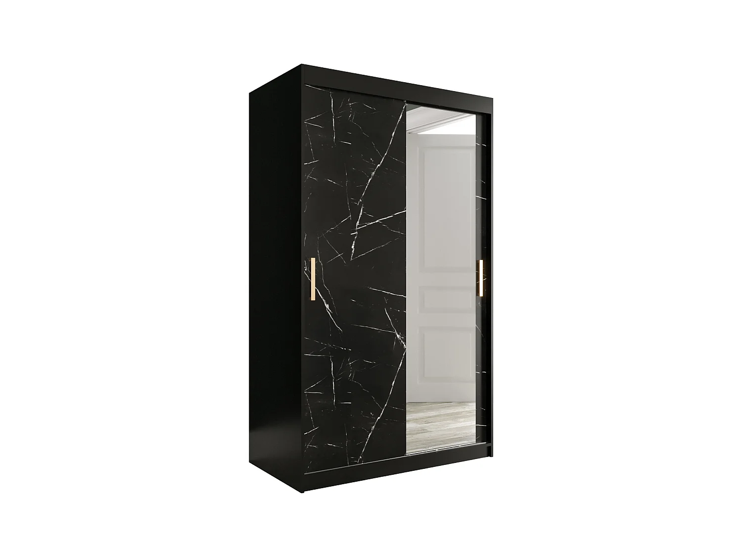 Schwebetürenschrank Marmur T2 200/120/62 ( Schwarz)