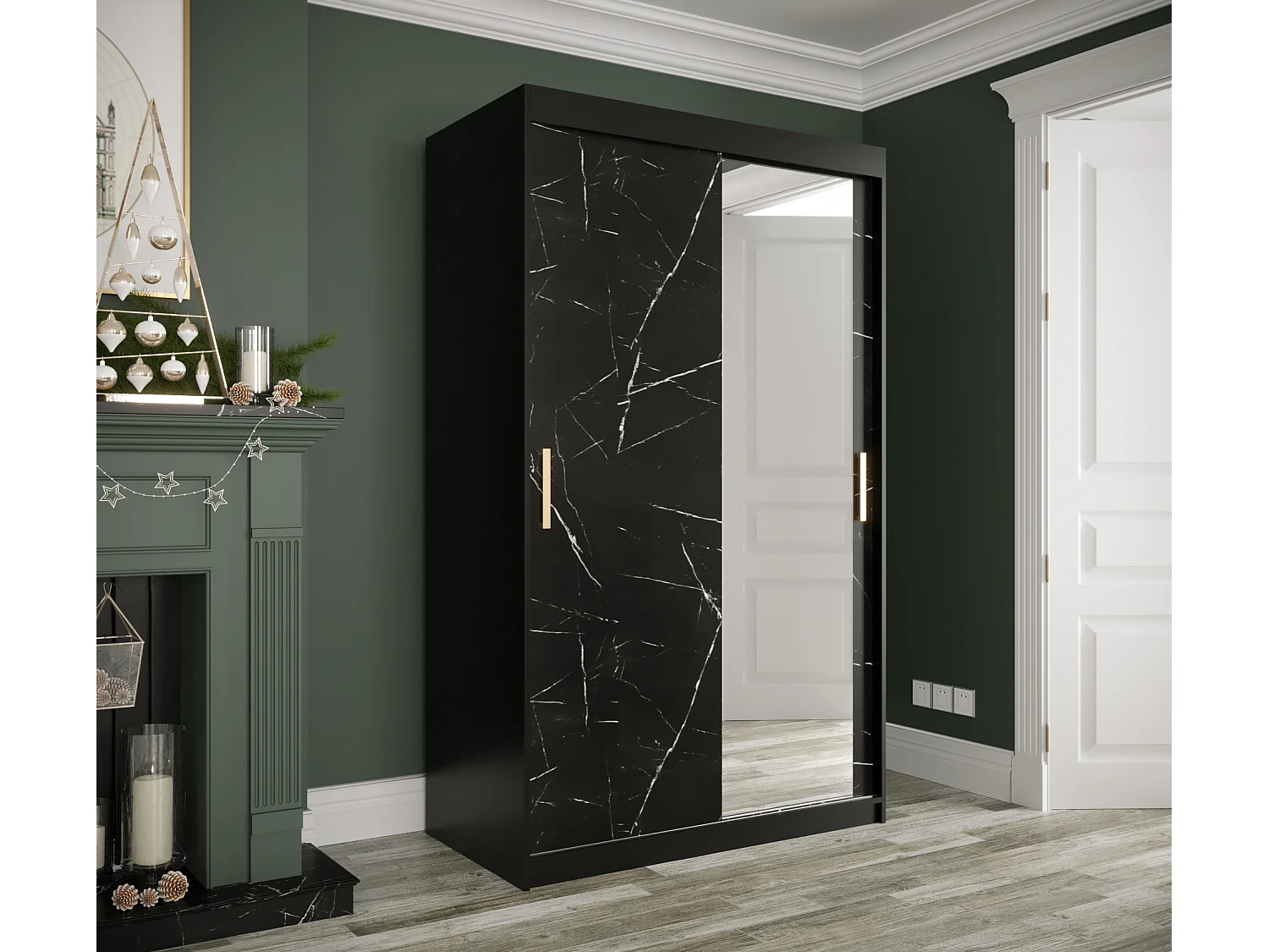 Armoire à portes coulissantes Marmur T2 200/120/62 (Noir)
