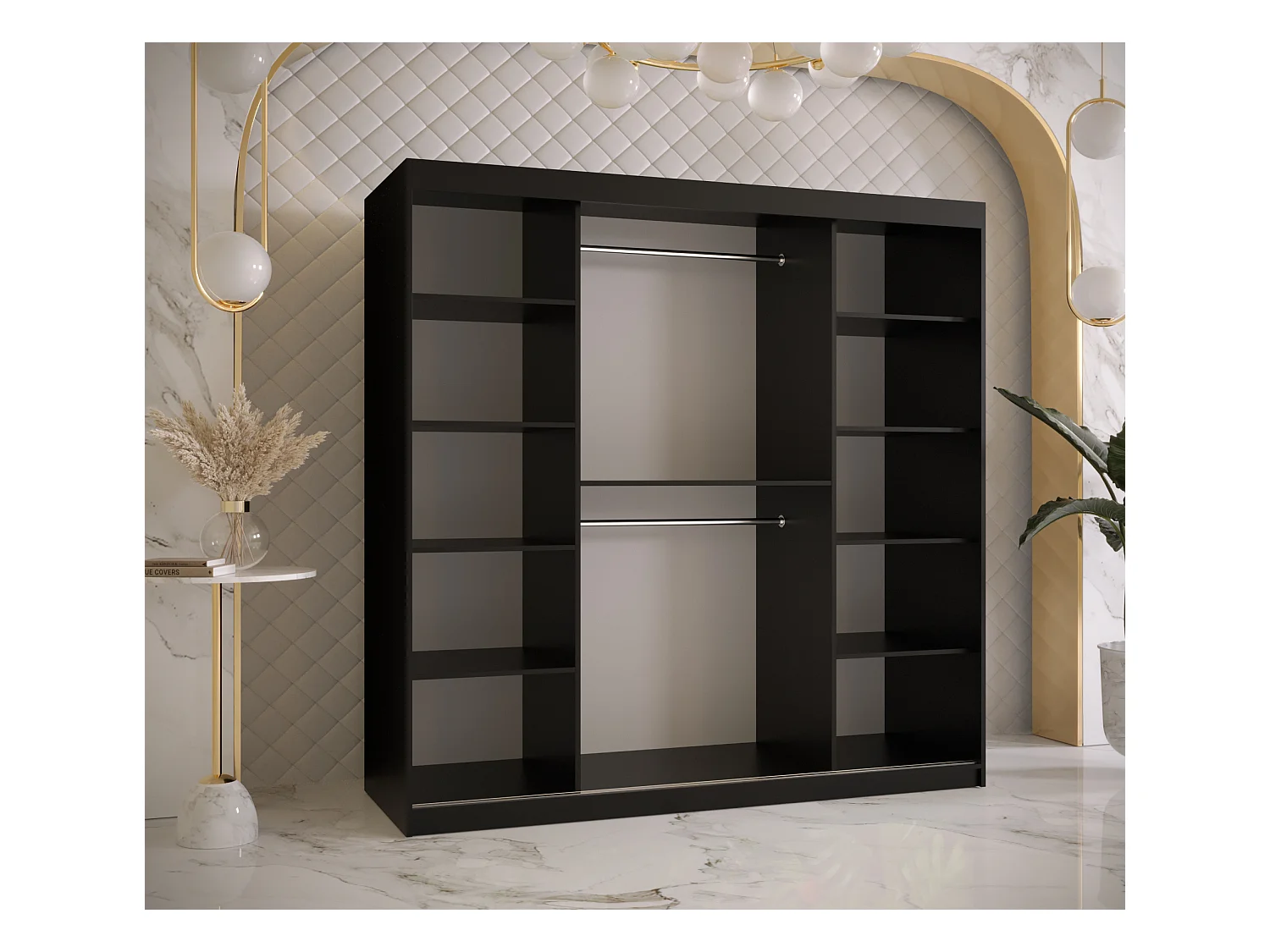 Armoire à portes coulissantes Ramiro 1 200/180/62 (Noir)