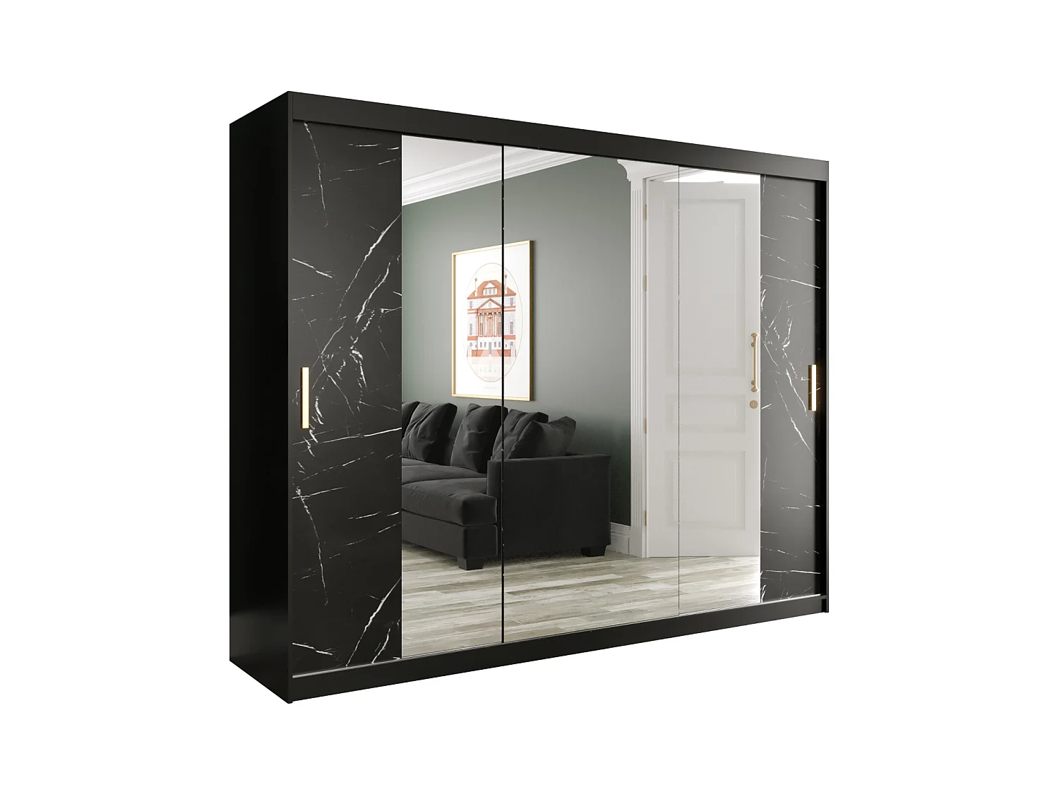 Armoire à portes coulissantes Marmur T2 200/250/62 (Noir)