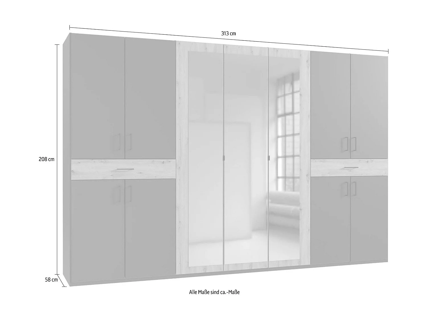 KLEIDERSCHRANK Tibet graphit / 313 / 58 / 210cm