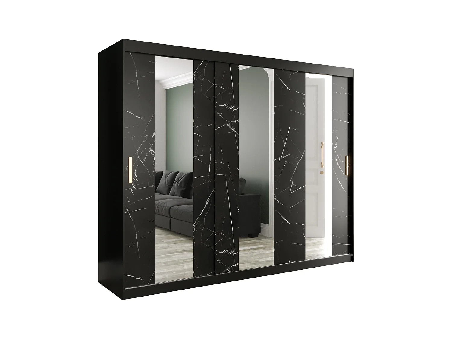 Armoire à portes coulissantes Marmur Pole 200/250/62 (Noir)
