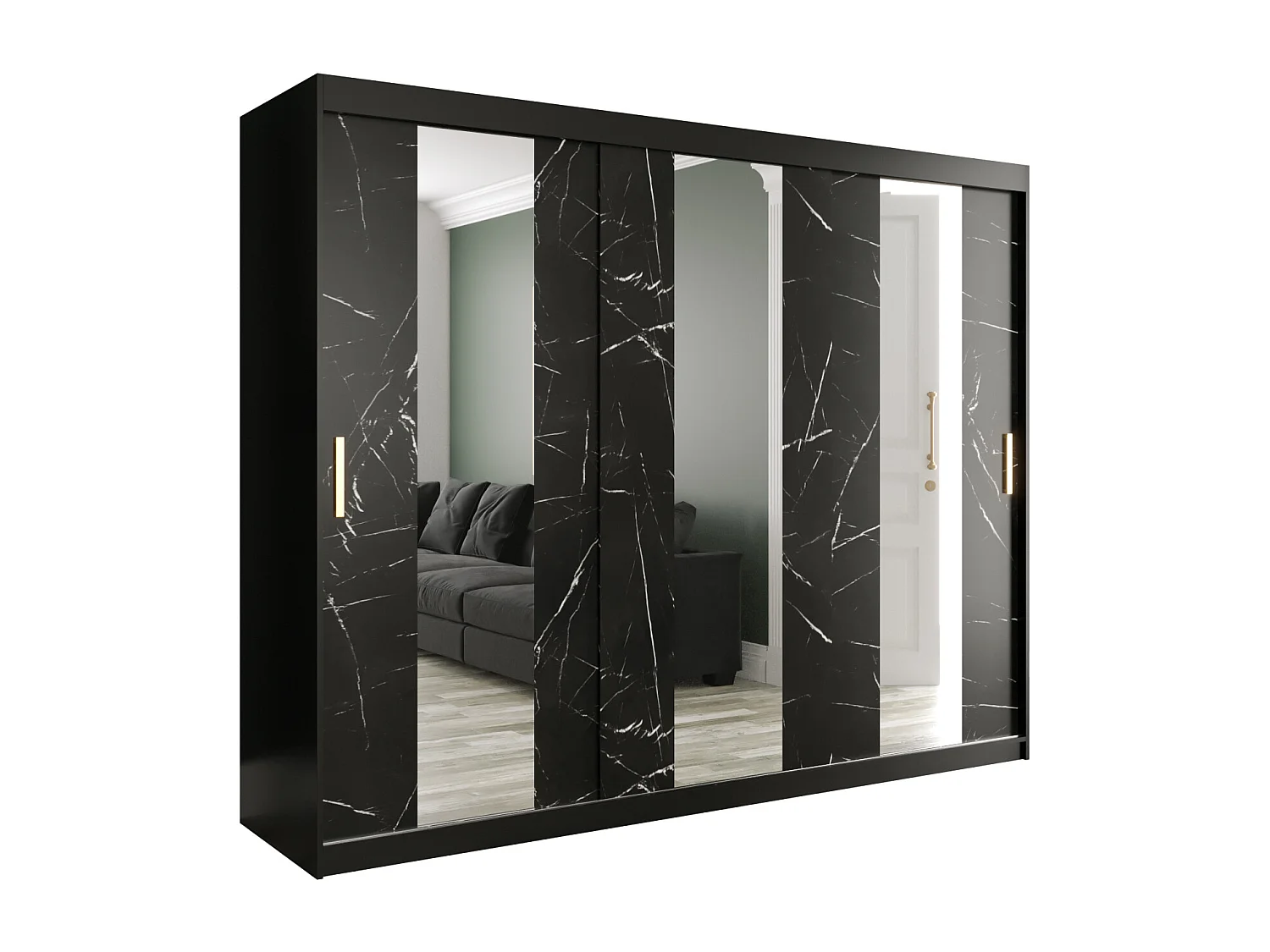 Armoire à portes coulissantes Marmur Pole 200/250/62 (Noir)