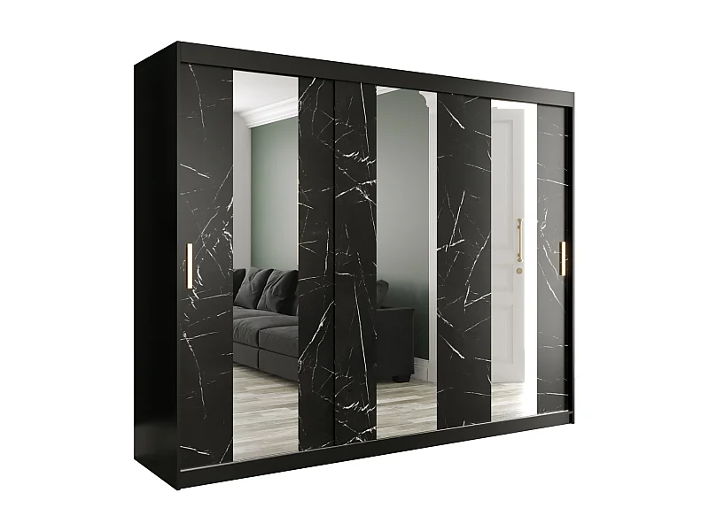 Armoire à portes coulissantes Marmur Pole 200/250/62 (Noir)