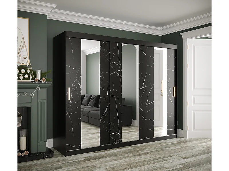 Armoire à portes coulissantes Marmur Pole 200/250/62 (Noir)