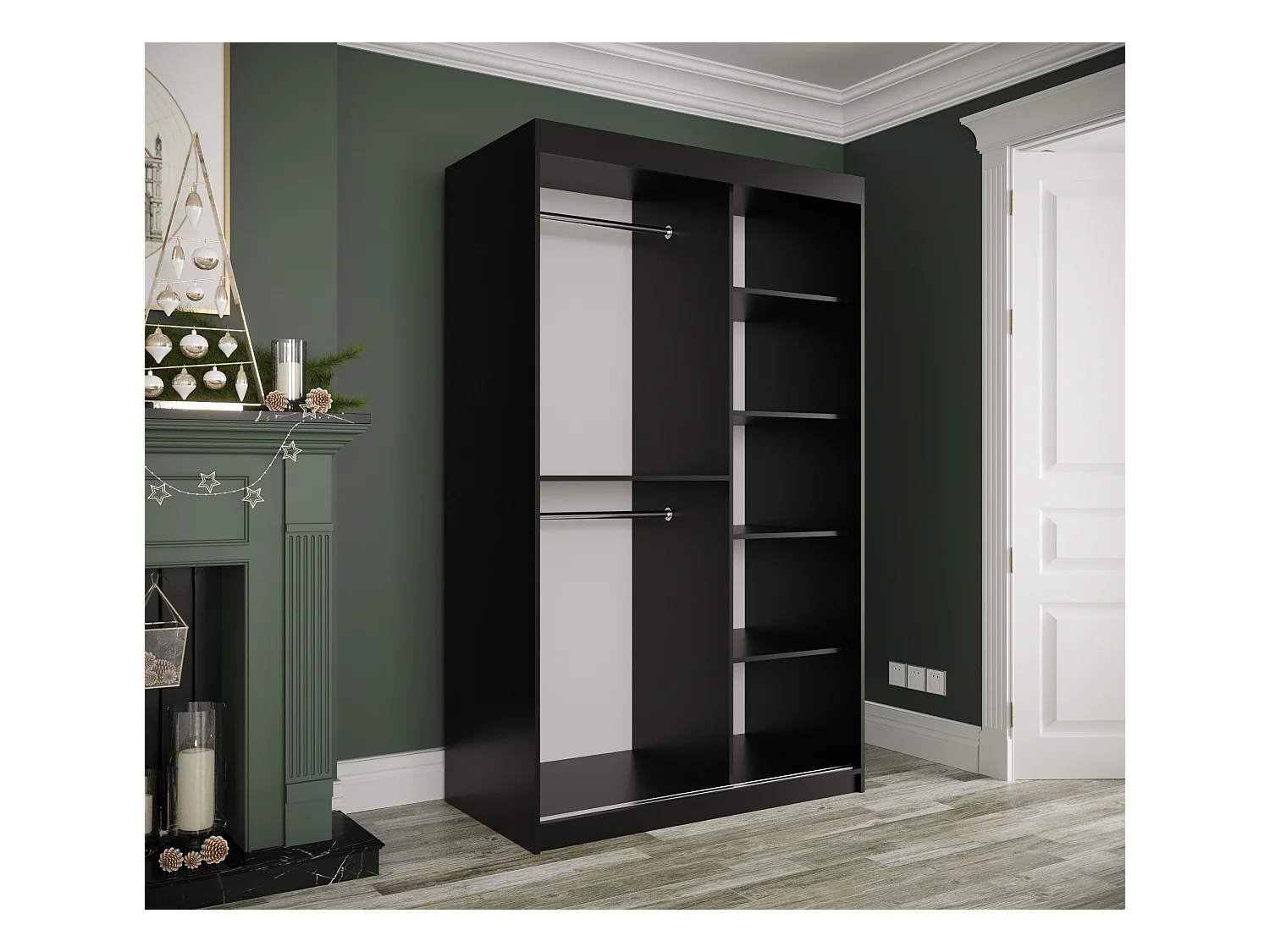 Armoire à portes coulissantes Marmur Pole 200/120/62 (Noir)