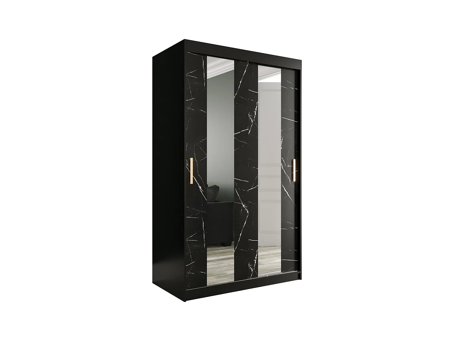 Schwebetürenschrank Marmur Pole 200/120/62 ( Schwarz)