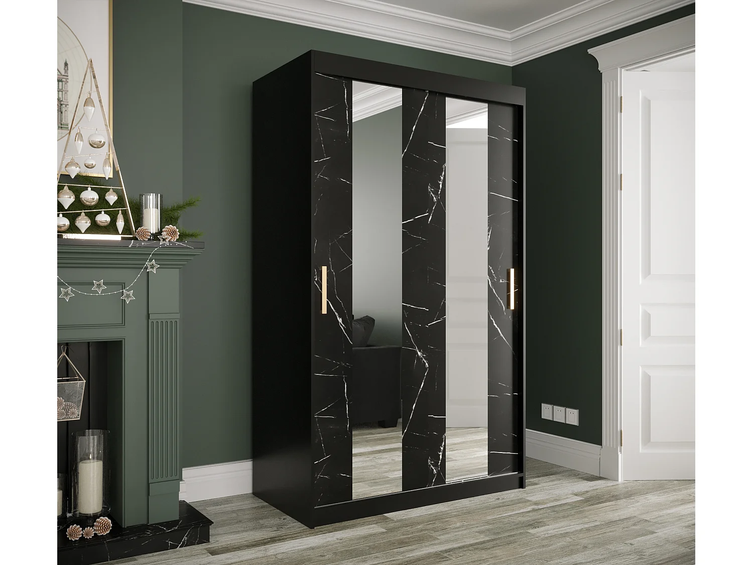 Armoire à portes coulissantes Marmur Pole 200/120/62 (Noir)