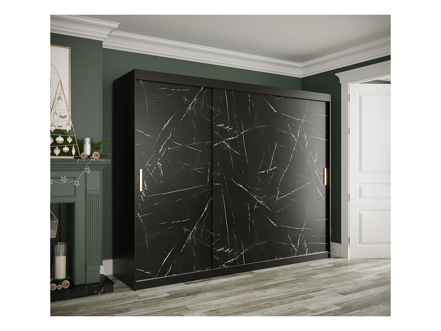 Armoire à portes coulissantes Marmur T 200/250/62 (Noir)