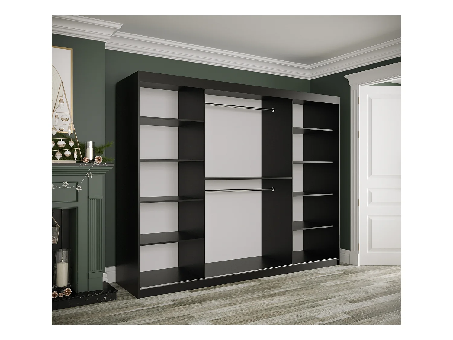 Armoire à portes coulissantes Marmur T 200/250/62 (Noir)