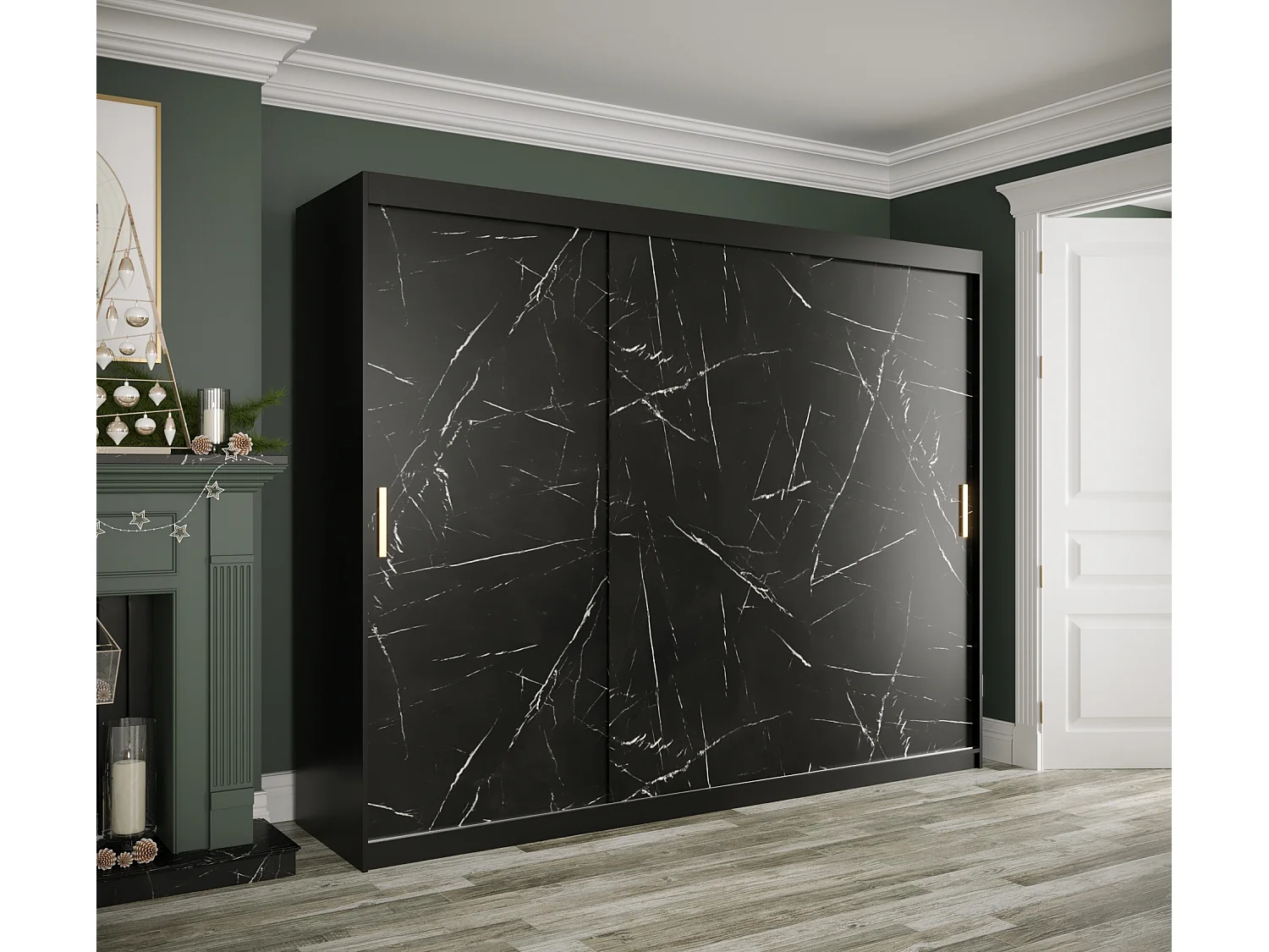 Armoire à portes coulissantes Marmur T 200/250/62 (Noir)