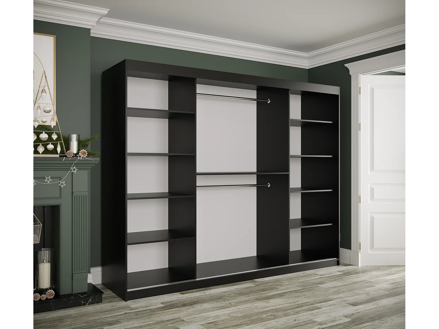 Armoire à portes coulissantes Marmur T 200/250/62 (Noir)